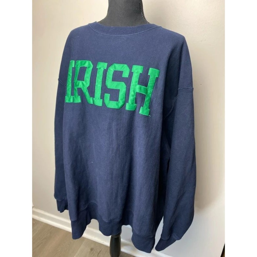 Champion Reverse Weave Notre Dame Fighting Irish Sweatshirt Navy Green 3XL